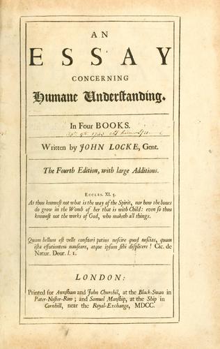 Cover of Essay concerning human understanding