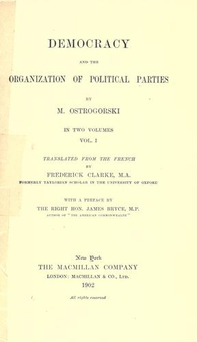 Cover of Démocratie et l'organisation des partis politiques