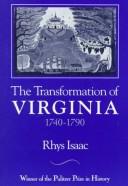 Cover of The transformation of Virginia, 1740-1790