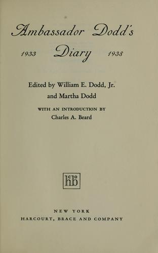 Cover of Ambassador Dodd's diary, 1933-1938
