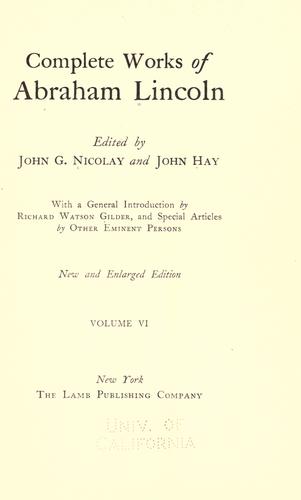 Cover of Complete works of Abraham Lincoln