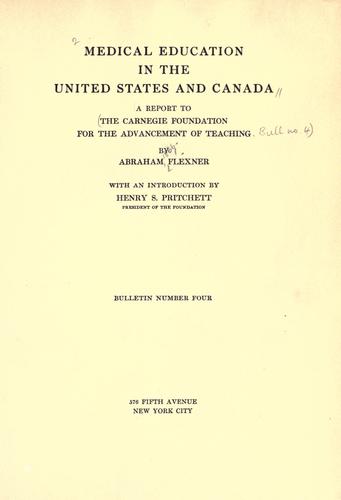 Cover of Medical education in the United States and Canada