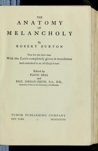 Cover of The anatomy of melancholy