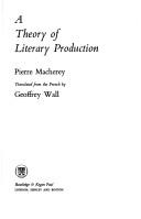 Cover of Pour une théorie de la production littéraire