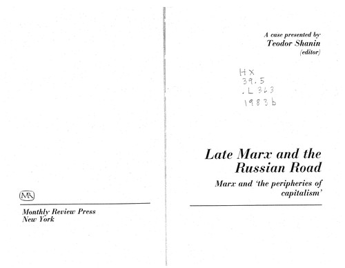 Cover of Late Marx and the Russian Road
