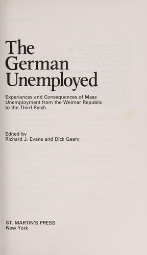 Cover of The German unemployed