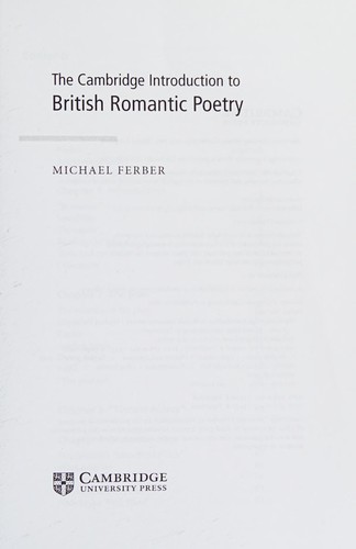 Cover of The Cambridge introduction to British romantic poetry