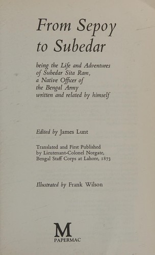 Cover of From sepoy to Subedar