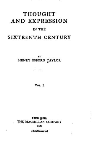 Cover of Thought and expression in the sixteenth century