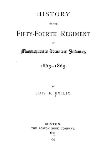 Cover of History of the 54th Regiment of Massachusetts Volunteer Infantry, 1863-1865