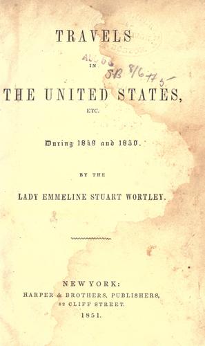 Cover of Travels in the United States, etc., during 1849 and 1850