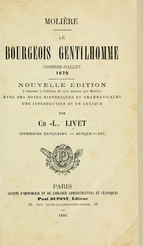 Cover of Le bourgeois gentilhomme