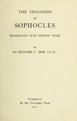 Cover of The tragedies of Sophocles