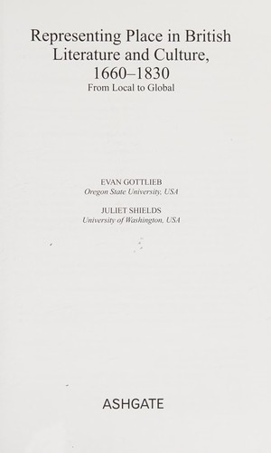 Cover of Representing Place in British Literature and Culture, 1660-1830