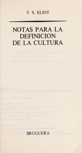Cover of Notes Towards the Definition of Culture