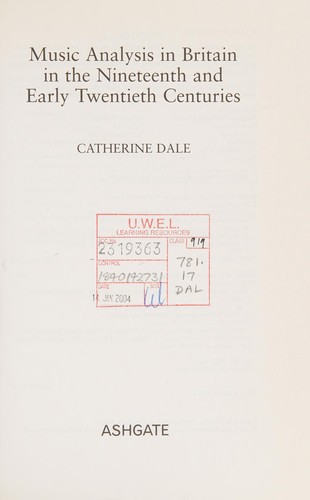 Cover of Music analysis in Britain in the nineteenth and early twentieth centuries