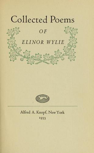 Cover of Collected poems of Elinor Wylie