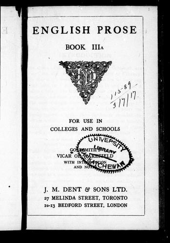 Cover of Goldsmith's The vicar of Wakefield