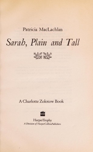 Cover of Sarah, plain and tall