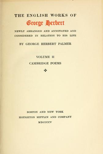 Cover of The English works of George Herbert