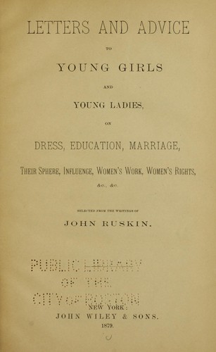 Cover of Letters and advice to young girls and young ladies