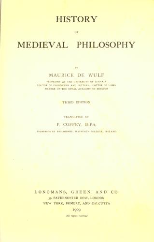Cover of Histoire de la philosophie médiévale