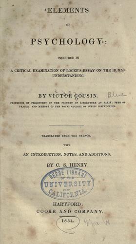 Cover of Elements of psychology