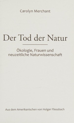 Cover of The death of nature: women, ecology, and the scientific revolution