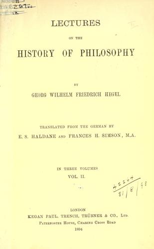 Cover of Vorlesungen über die Geschichte der Philosophie