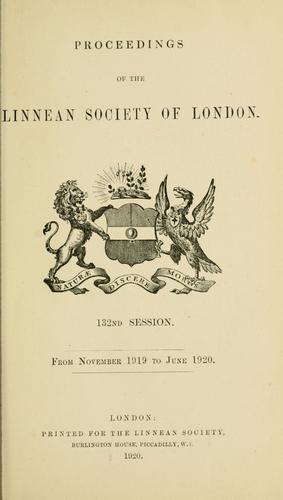 Cover of Proceedings of the Linnean Society of London