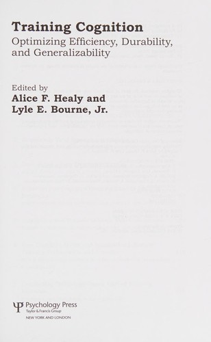 Cover of Training cognition