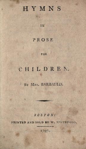Cover of Hymns in prose for children