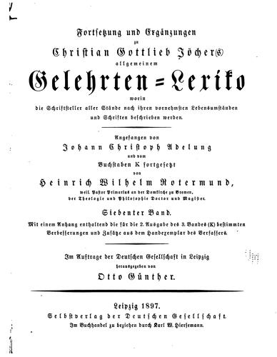 Cover of Allgemeines Gelehrten-Lexicon