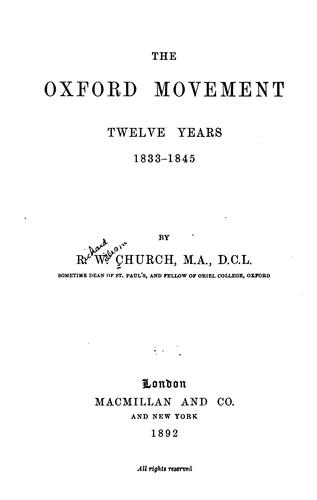 Cover of The Oxford movement