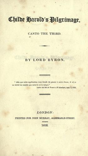 Cover of Childe Harold's pilgrimage