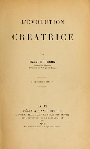 Cover of L'Évolution créatrice