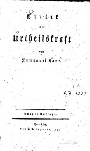 Cover of Kritik der Urteilskraft
