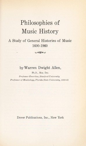 Cover of Philosophies of music history
