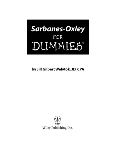 Cover of Sarbanes-Oxley for dummies