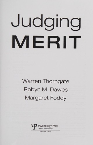 Cover of Judging merit