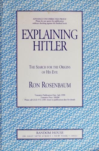 Cover of Explaining Hitler