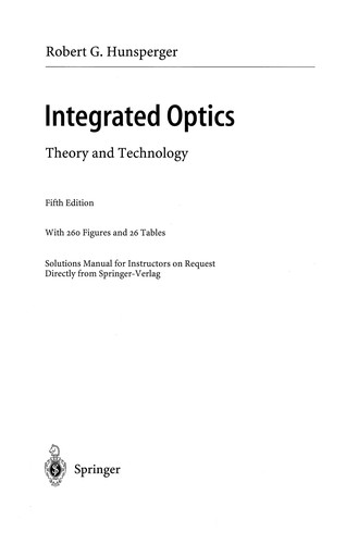 Cover of Integrated Optics