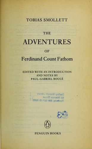 Cover of The adventures of Ferdinand Count Fathom