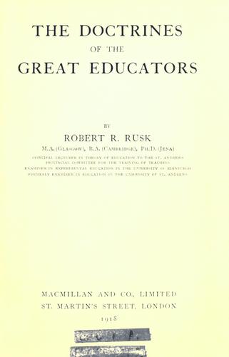 Cover of The doctrines of the great educators