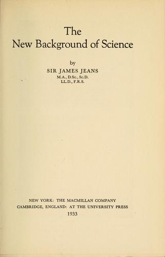 Cover of The new background of science