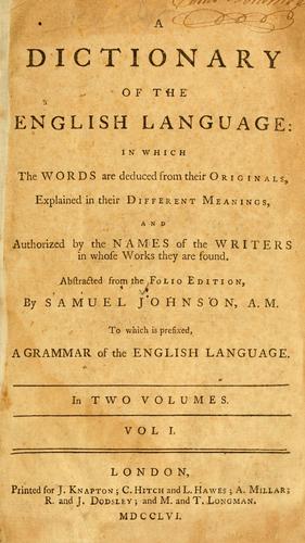 Cover of A dictionary of the English language