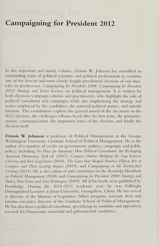 Cover of Campaigning for President 2012