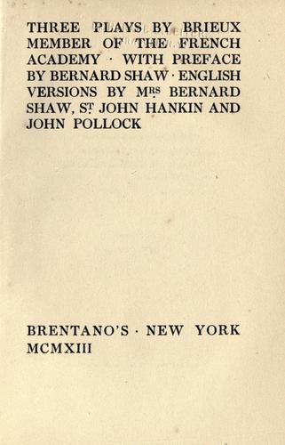 Cover of Three plays by Brieux