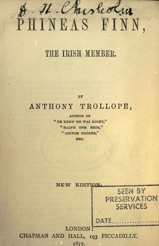 Cover of Phineas Finn, the Irish member
