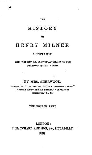 Cover of The history of Henry Milner, a little boy